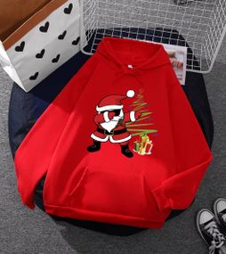 Женский теплый Новогодний худи Санта Клаус, STI242 единый размер 42/48 цвет красный