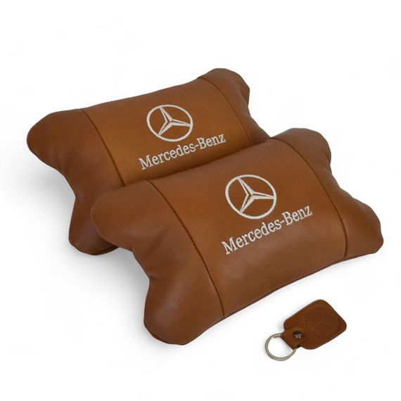 Комплект 2шт для подголовника Mercedes-Benz изготовлен из натуральной коричневой кожи. Комфорт в авто | Зображення 7
