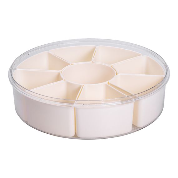 Контейнер для їжі з 9 відсіками пластиковий Ø29 см харчовий контейнер для зберігання їжі 3.5 л Бежевий HP-27-14 | Зображення 5