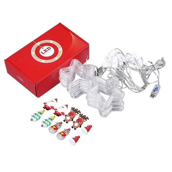 Гірлянда "Фігурки у зірці" з пультом керування Теплий білий, Світлова новорічна гірлянда знижка | Зображення 5