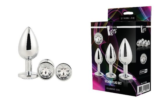 Набір анальних пробок Dream Toys GLEAMING LOVE SILVER PLUG SET sexstyle