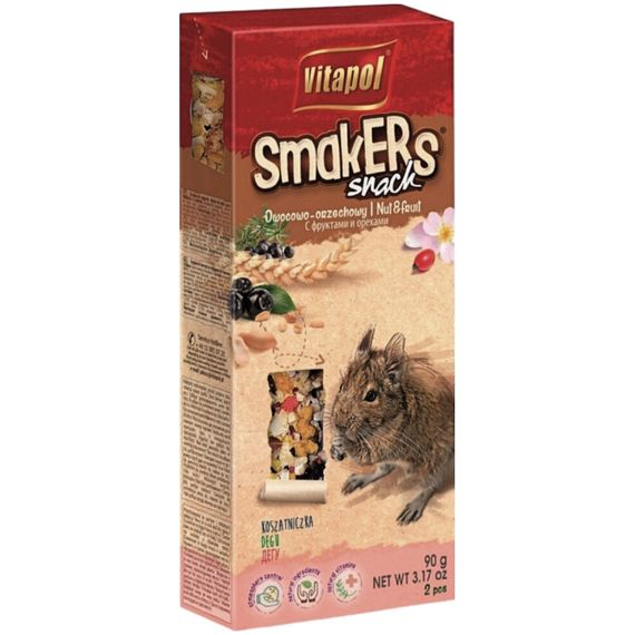 Корм для дегу Vitapol Smakers Snack снекі з фруктами та горіхами 2 шт / 90 г (5904479017055)