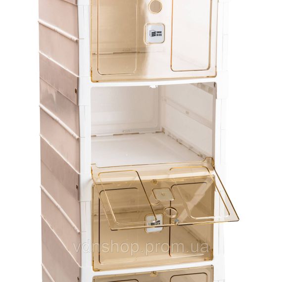 Шкаф для обуви портативный пластиковый 33 х 26 х 100 см на 6 полок Белый HPS658 | Зображення 4