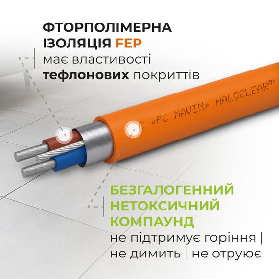 Кабель нагрівальний NAVIN HaloClear 18/600, тепла підлога електрична, 3.3 - 4.0 м² | Зображення 3