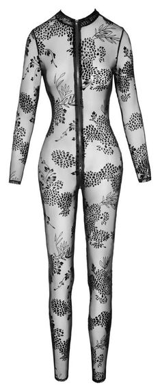 Комбинезон сексуальный полупрозрачный L F237 Noir Handmade, с узором и молнией Sex Aura | Зображення 5