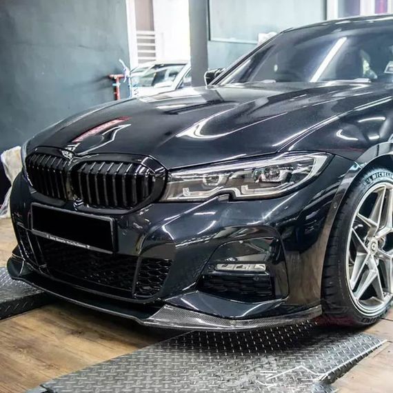 Накладка на передній бампер Lip V5 (для M-Sport 2018-2022, Карбон) для BMW 3 серія G20/21 2018- рр | Зображення 2