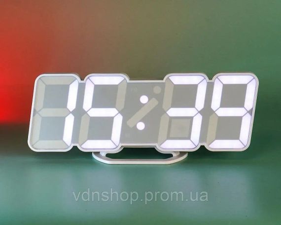 Електронний настільний годинник з будильником та термометром LY 1089 Білий | Зображення 2