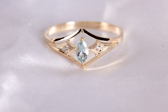 Кольцо из желтого золота с топазом 14.5 | Зображення 2