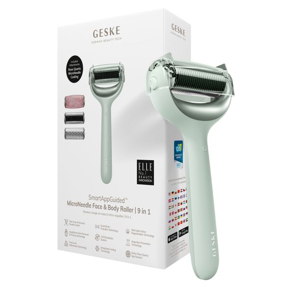Ролер для голкової мезотерапії обличчя та тіла GESKE MicroNeedle Face&Body Roller 9в1 green