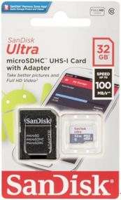 Карта памяти microSDHC (UHS-1) SanDisk Ultra 32Gb Class 10 A1 (100Mbps) (adapter SD)
