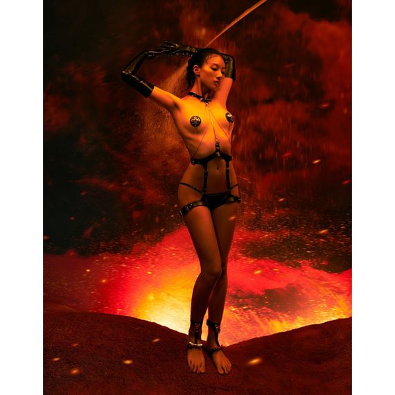 Поножі з італійської шкіри із золотими деталями Butterfly cuffs UPKO Sex Aura | Зображення 3