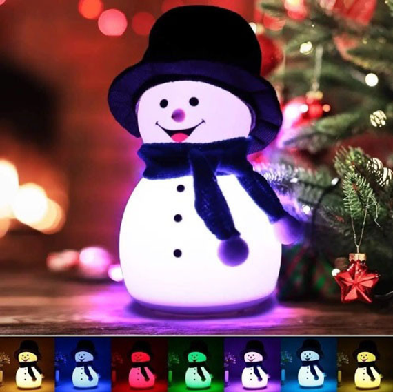 Детский силиконовый ночник Снеговик Snowman LJC-118 светильник аккумуляторный игрушка для сна