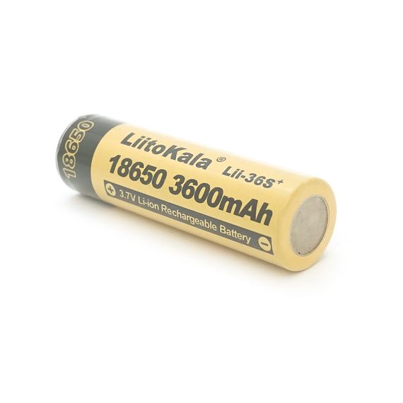 Акумулятор 18650 Li-Ion LiitoKala Lii-36S(TIP TOP), 3600mAh (3300-3600mAh), 3.7V (2.75-4.2V), Yellow | Зображення 1