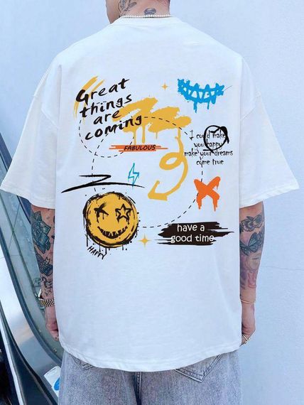 Футболка мужская с принтом повседневная S Белая