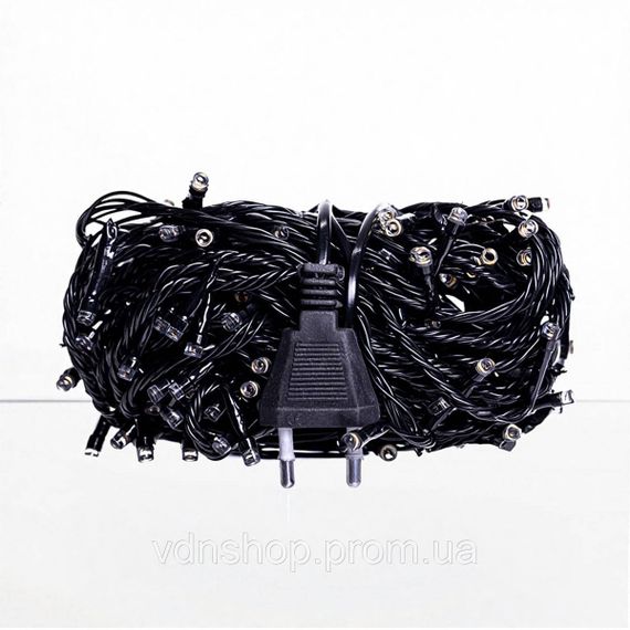 Новорічна гірлянда кімнатна нитка 18 м 180 LED кімнатна гірлянда чорний провід Жовте світло W180LED18MBY | Зображення 4