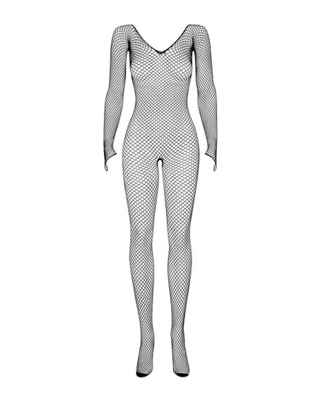 Сітчастий бодістокінг із довгим рукавом Obsessive Bodystocking N109 black S/M/L, чорний, комбінезон Sex Aura | Зображення 3
