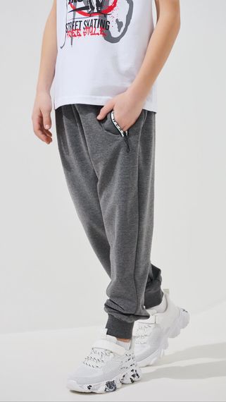 Спортивні штани однотонні для хлопчика Dinomin 10128 122 см Графітовий shop (2000999493836)