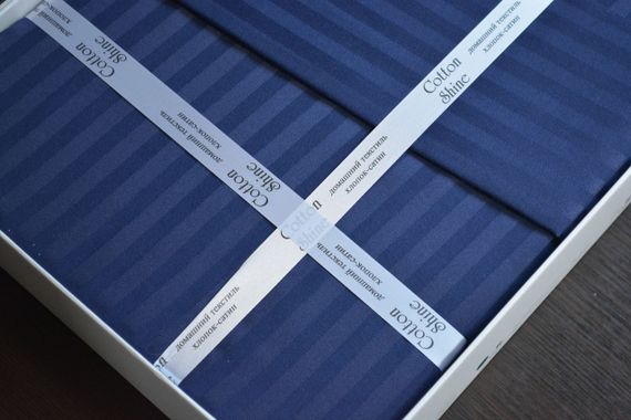 Постельное белье Cotton Shine Stripe Satin 200х220 Lacivert | Зображення 1