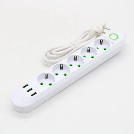 Мережевий фільтр-подовжувач 2м, 5 розеток, 3хUSB з швидкою зарядкою, Maxxter SPM5-G-6G (23457281401_324) | Зображення 6