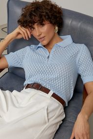 В'язане ажурне поло в ромби - блакитний цвет, ONE SIZE (є розміри)