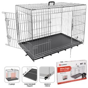 Клітина дводверна для собак Flamingo Wire Cage Keo Silver, 109 см х 70 см х 76 см