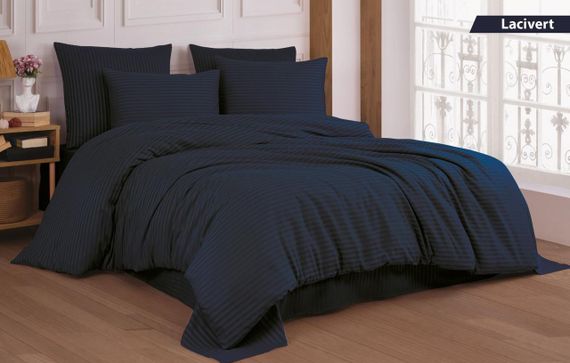 Постельное белье Cotton Shine Stripe Satin 200х220 Lacivert