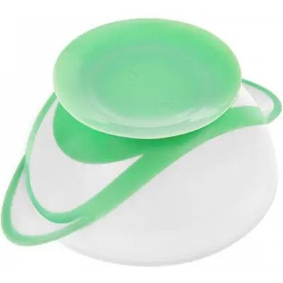 Набор детской посуды Akuku тарелка на присоске с ложкой, белый-зеленый (A0504) | Зображення 2