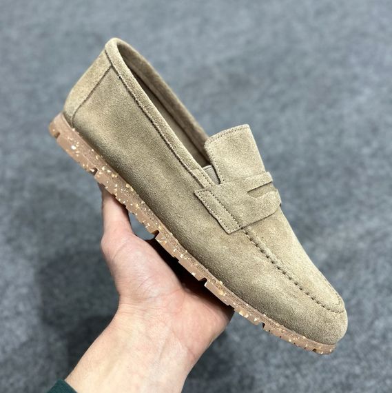 Замшеві чоловічі лофери Luciano Bellini Бежевий розмір 42