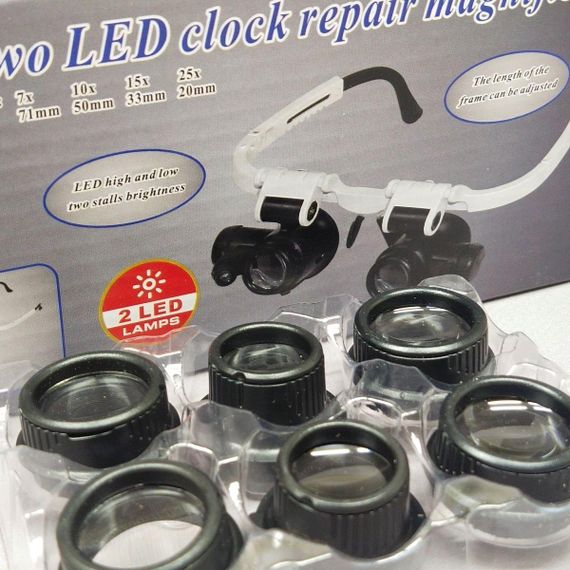 Очки лупа бинокулярные с LED подсветкой Magnifier 9892Н-2 - 4 линзы | Зображення 5