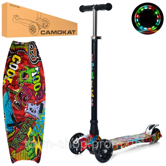 Самокат детский MAXI iTrike JR 3-055-3-WP35 с подсветкой