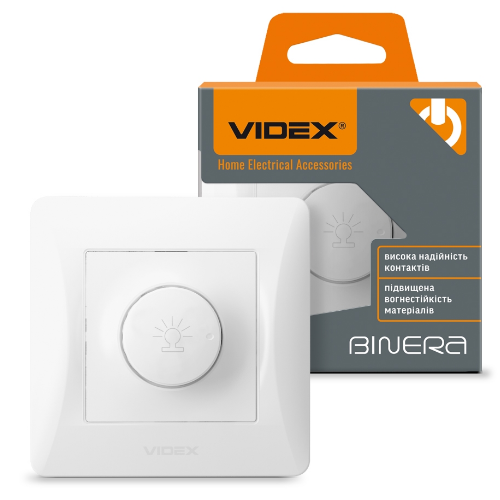BINERA білий Вимикач диммерний 600W Videx | Зображення 1