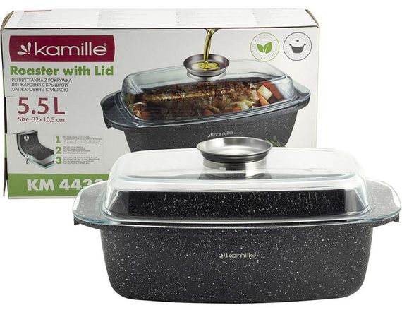 Гусятниця Kamille Roastery 5,5 л з мармуровим антипригарним покриттям і аромо-кришкою | Зображення 7