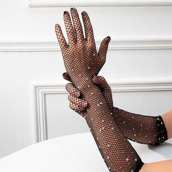 Сексуальні довгі рукавички зі стразами — XS/S/M — Еротична білизна | Зображення 5
