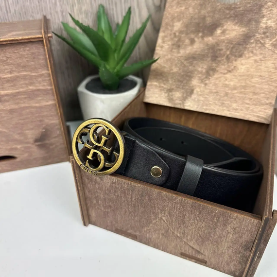 Ремень женский кожаный черный из натуральной кожи золотая пряжка (1740Г) | Зображення 3