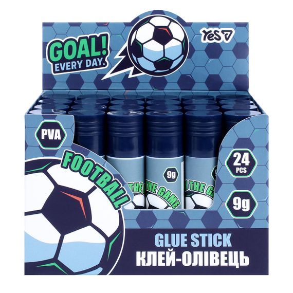 Клей-олівець Yes PVA Football 320311 9г Різнокольоровий shop (5056574472281)