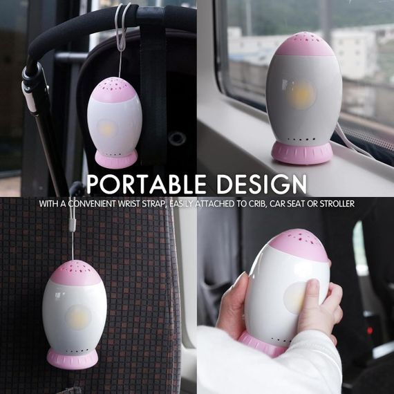 Нічник-проектор для дітей з білим шумом та колисковими, авто-таймер 30/60/90 хв, 8 пісень, 6 звуків, USB-зарядка, рожевий | Зображення 8