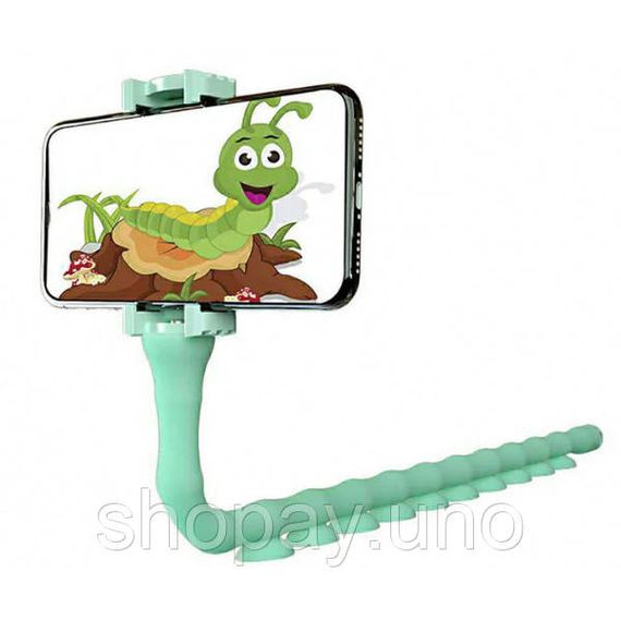 Гнучкий тримач для телефону з універсальними присосками Cute Worm Lazy Holder. Колір блакитний RU-92 | Зображення 3
