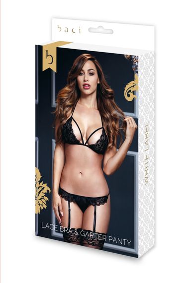 Комплект LACY BRA GARTER OPEN CROTCH PANTY 2P BLK | Зображення 4