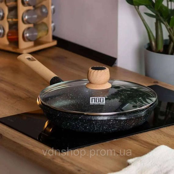 Алюмінієва сковорода 2,8 л мармурова з антипригарним покриттям Ø 28 см чорна MGC HP-4-425B | Зображення 1