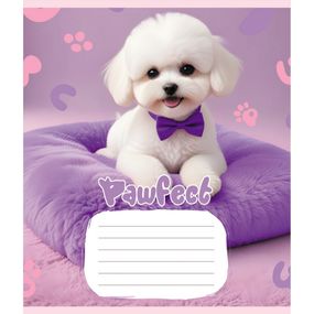 Зошит учнівський "Цуценята" 012-510126C-5 в косу лінію, 12 аркушів