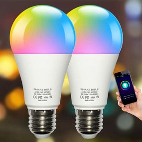 Умные лампы Plartree E27 WiFi 10Вт, Alexa/Google Home, 2 шт, RGB+тёплый свет, 2700-6500K