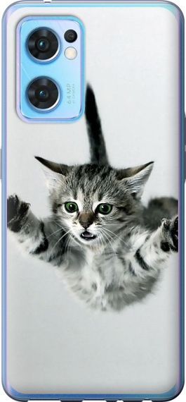 Чехол на Oppo Reno7 5G Летящий котёнок "2322u-2669-17620"
