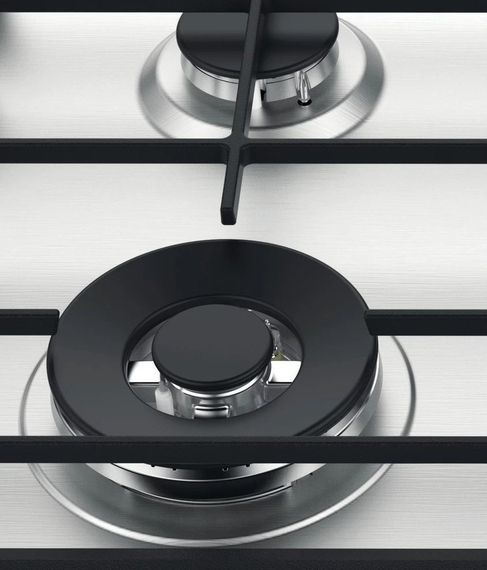 Whirlpool Варильна поверхня газова на склі, 60см, чавун, конфорка з подвійним рядом полум'я, нерж (GMWL628/IXLEE) | Зображення 3