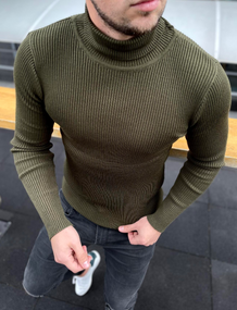 Мужской теплый вязаный гольф DS0002 рL хаки