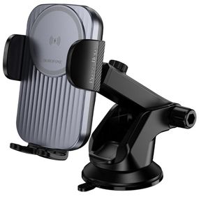 Автотримач з БЗП Borofone BH222 Leading 15W (center console) Black / Metal gray