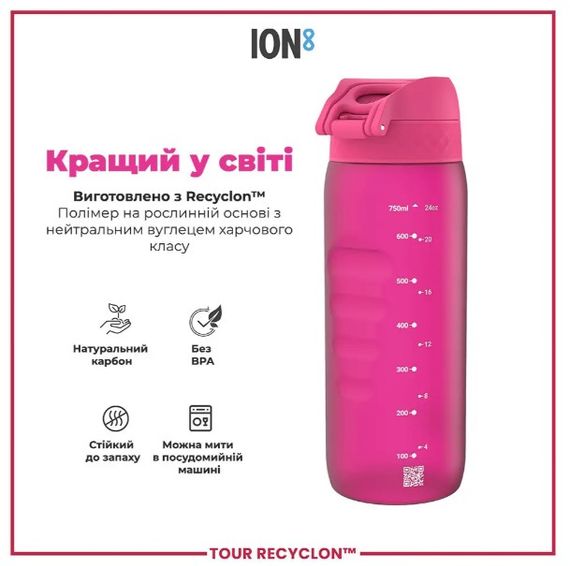 Пляшка для води ION8 750 мл (ЕКО пляшка) BPA Free Pink (I8RF750PIN) | Зображення 1