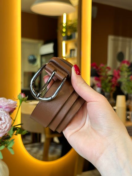 Шкіряний жіночий ремінь в коричневому кольорі 6081 | Зображення 8