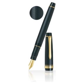 Перьевая ручка Pilot Justus 95 Черная с золотыми вставками С золотым пером регулируемой жесткости, рисунок сетка, тонкое перо (F)