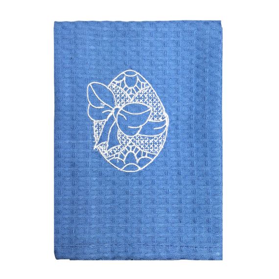 Рушник SoundSleep Happy Easter з вишивкою великодній вафельний 35х70 см блакитний (2800004775540)