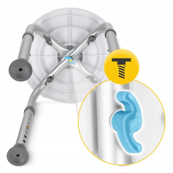 Стілець-табурет поворотний 4FIZJO для ванної та душу, регульований White/Grey (P-5905973403412) | Зображення 1